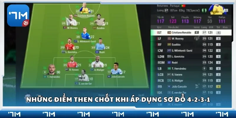 Những điểm then chốt khi áp dụng sơ đồ 4-2-3-1