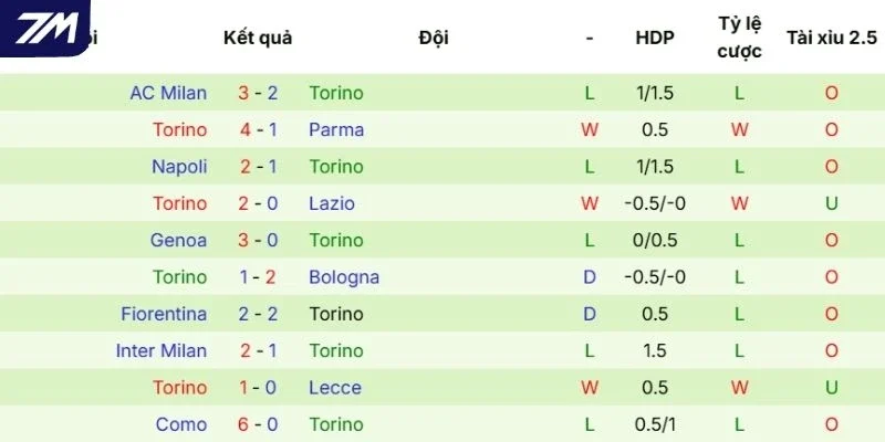 Thành tích thi đấu của Torino