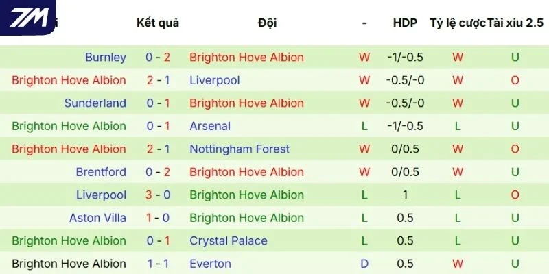 Chuỗi trận của Brighton