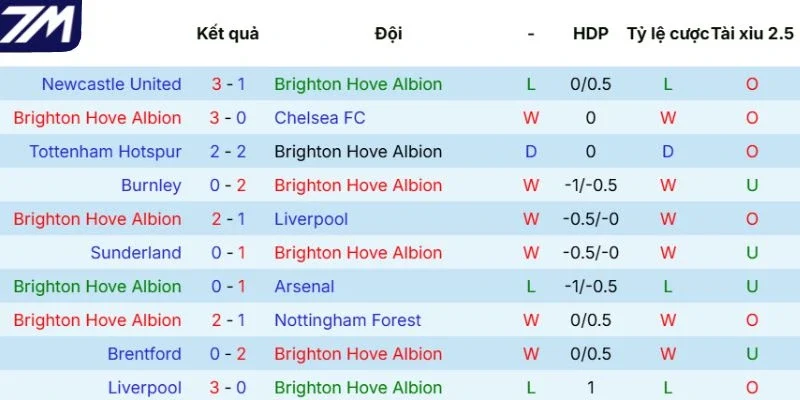 Thành tích của Brighton